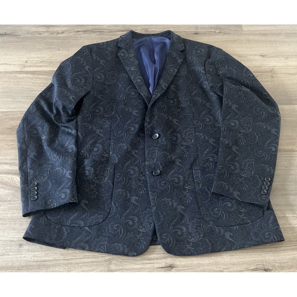U.S. Polo Assn. Men’s 46R Paisley Knit Sport Coat Blazer Blue Stretch 2 Button